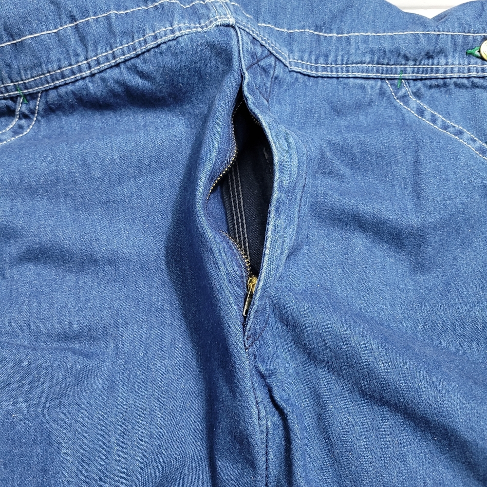 Liberty Blue Denim Overalls with Green Accents - Picture 7 of 13